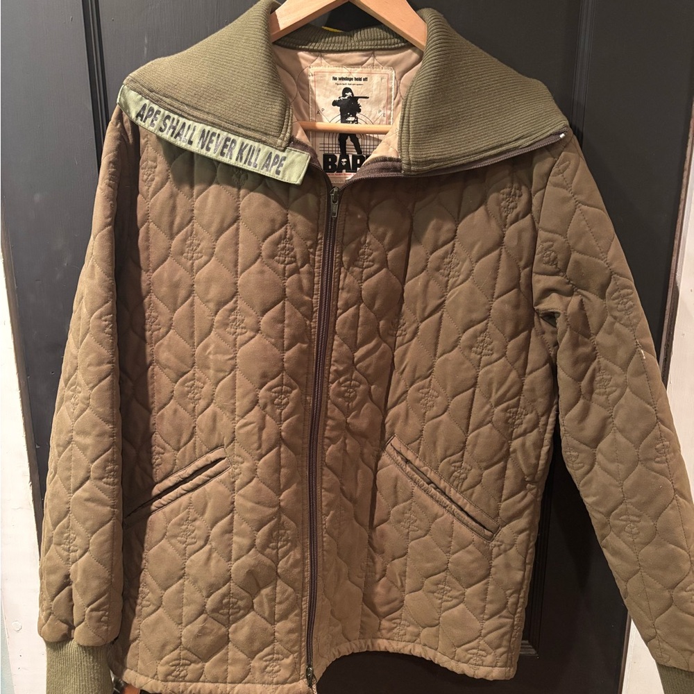 BAPE Early 2000s Nigo Era Ape Aim / Military Spec Tag Quilted Jacket Sz M Japan